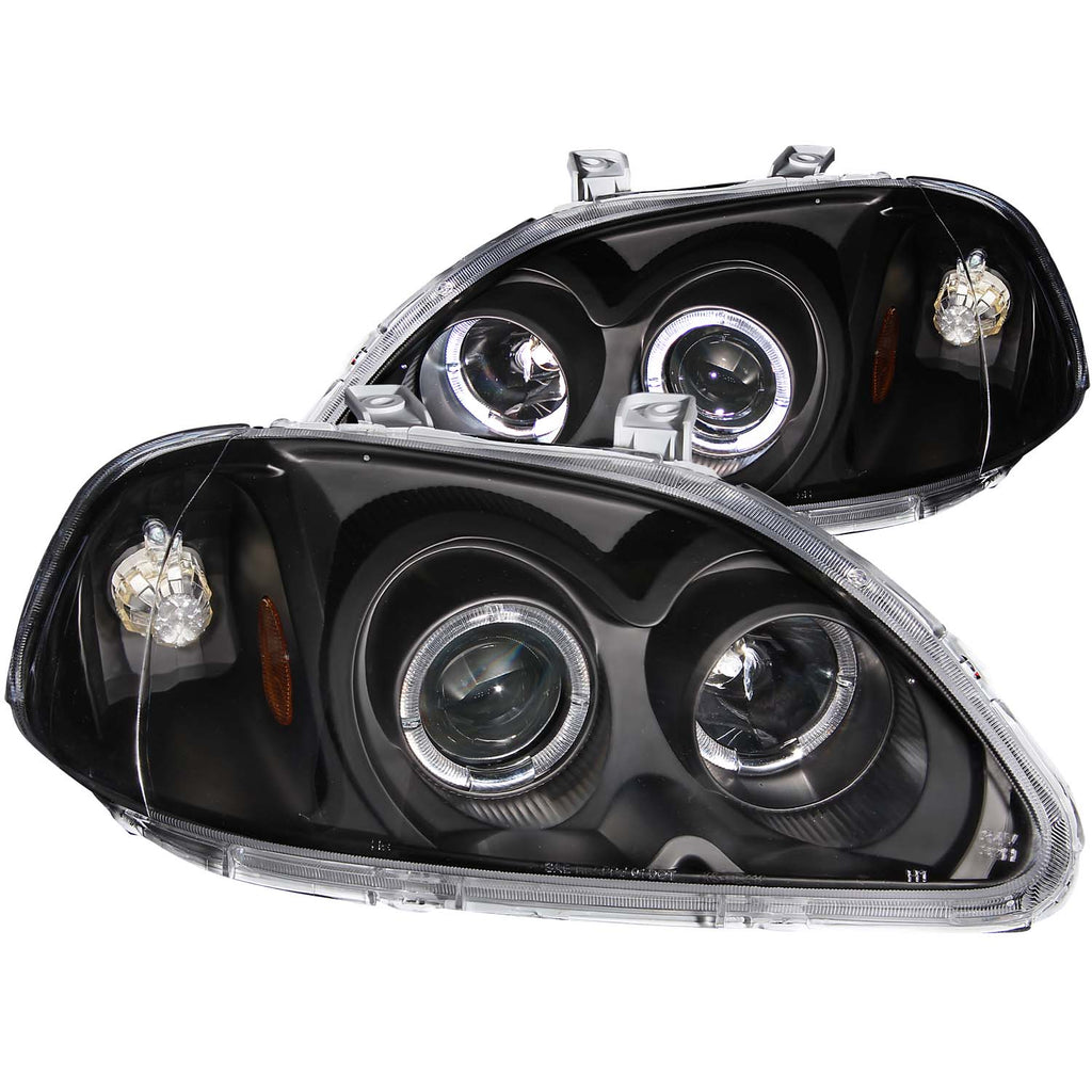 ANZO USA-121068 | Projector Headlight Set w/Halo; Clear Lens; Black Housing;Pair