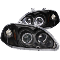 ANZO USA-121068 | Projector Headlight Set w/Halo; Clear Lens; Black Housing;Pair