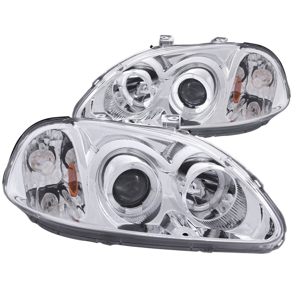 ANZO USA-121069 | Projector Headlight Set w/Halo; Clear Lens; Chrome Housing;Pair CCFL;