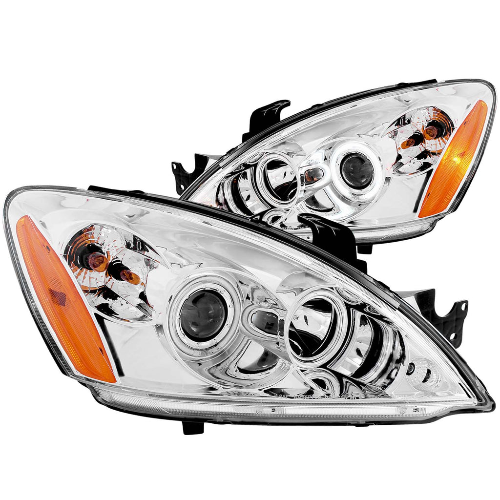 ANZO USA-121103 | Projector Headlight Set w/Halo; Clear Lens; Chrome Housing;Pair CCFL;