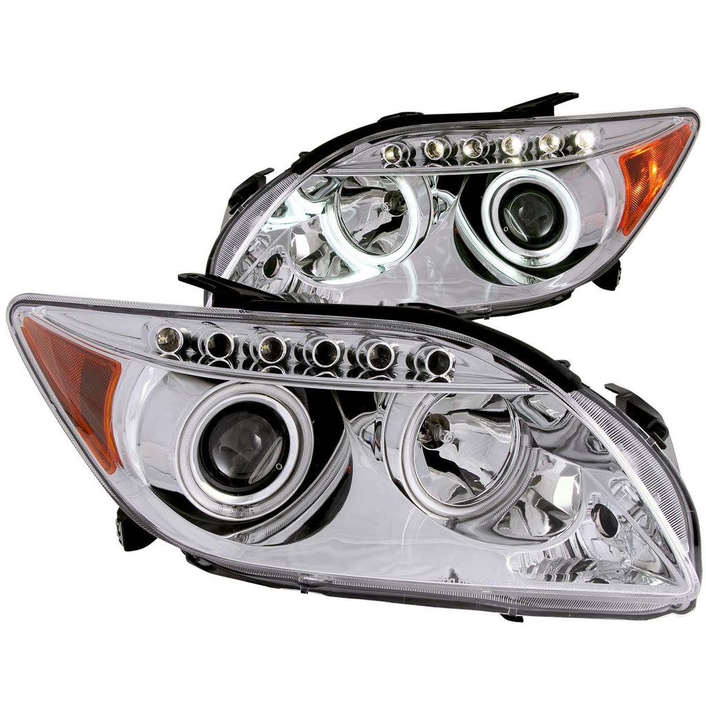ANZO USA-121120 | Projector Headlight Set w/Halo; Clear Lens; Chrome Housing;Pair CCFL;