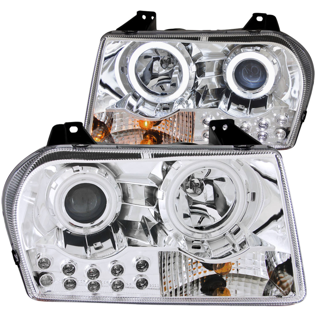 ANZO USA-121136 | Projector Headlight Set w/Halo; Clear Lens; Chrome Housing;Pair