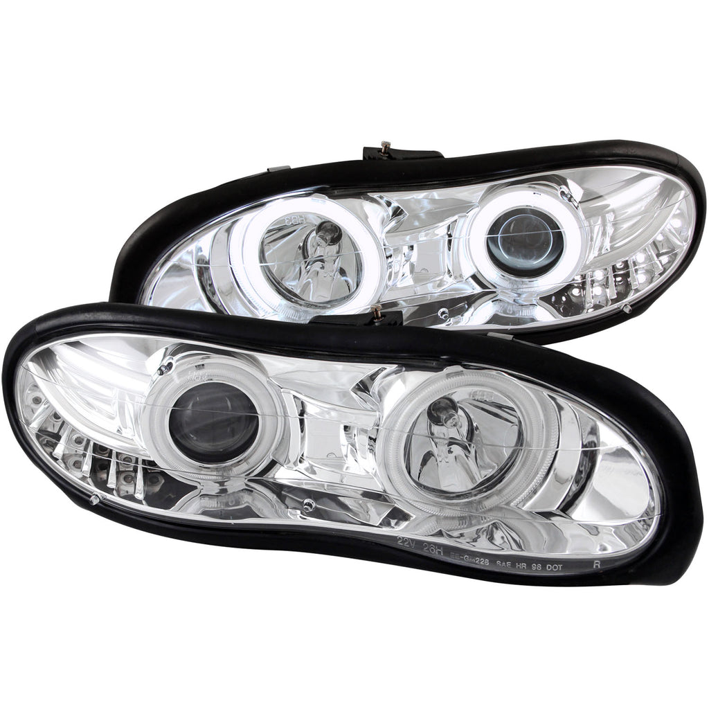 ANZO USA-121159 | Projector Headlight Set w/Halo; Clear Lens; Chrome Housing;Pair CCFL;