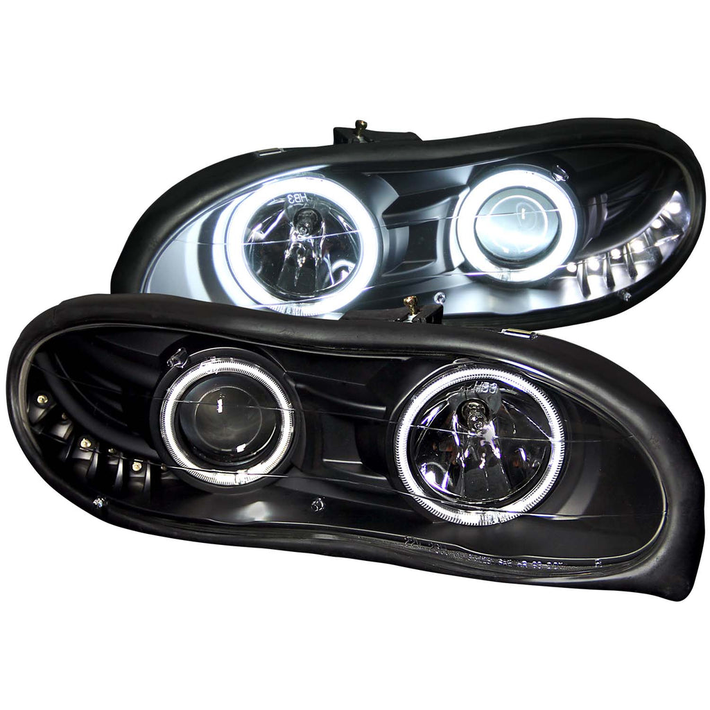 ANZO USA-121160 | Projector Headlight Set w/Halo; Clear Lens; Black Housing;Pair