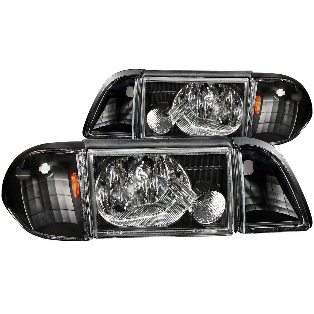 ANZO USA-121192 | Crystal Headlight Set; Clear Lens; Black Housing;Pair w/Corner Lights;
