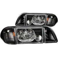 ANZO USA-121192 | Crystal Headlight Set; Clear Lens; Black Housing;Pair w/Corner Lights;