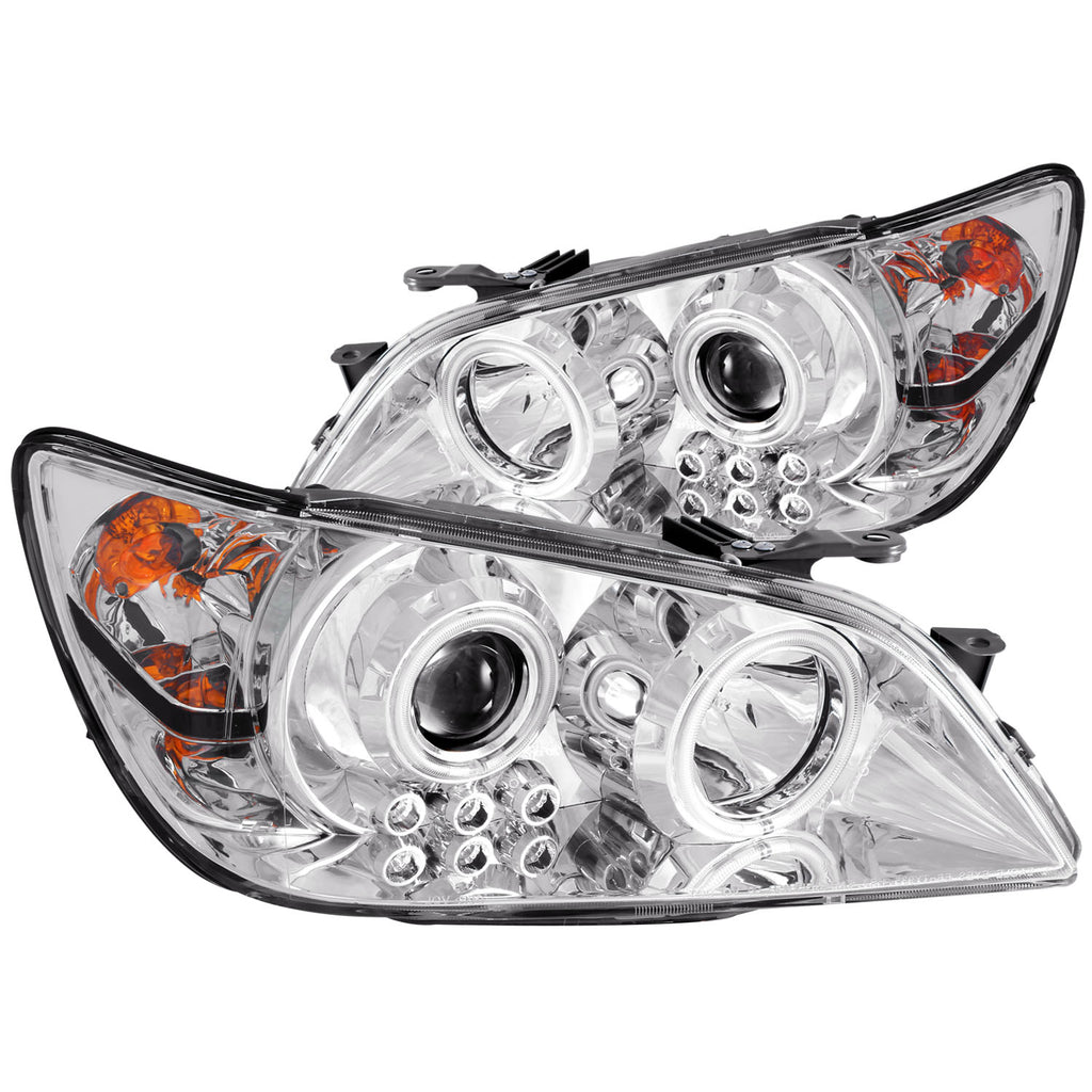 ANZO USA-121200 | Projector Headlight Set w/Halo; Clear Lens; Chrome Housing;Pair