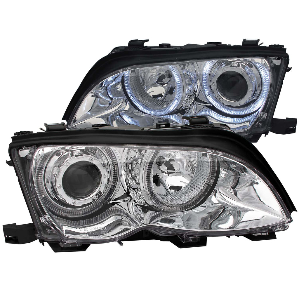ANZO USA-121212 | Projector Headlight Set w/Halo; Clear Lens; Chrome Housing;Pair