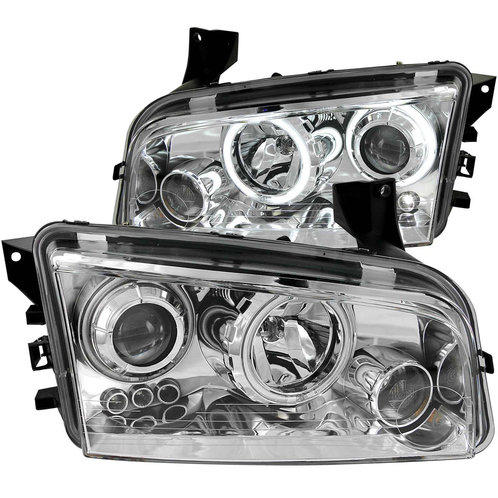 ANZO USA-121217 | Projector Headlight Set w/Halo; Clear Lens; Chrome Housing;Pair CCFL;