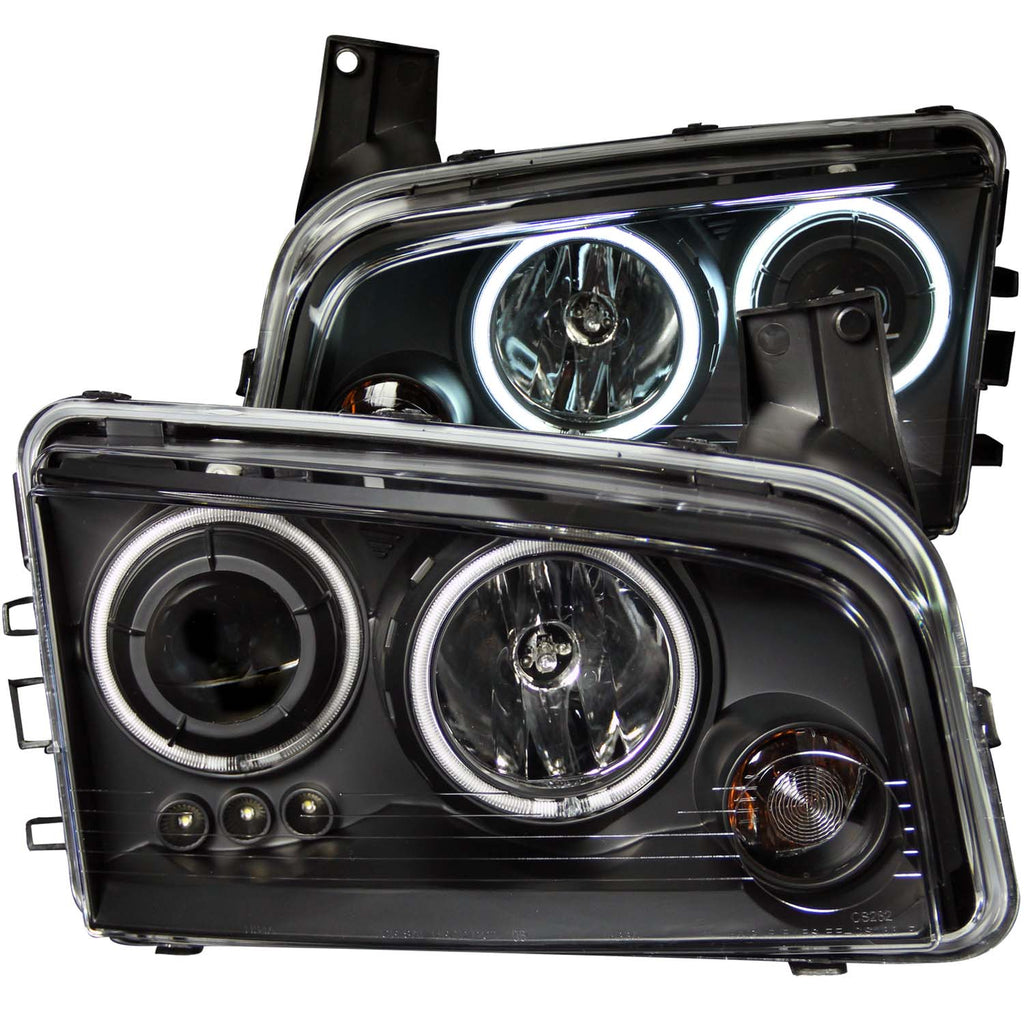 ANZO USA-121218 | Projector Headlight Set w/Halo; Clear Lens; Black Housing;Pair CCFL;