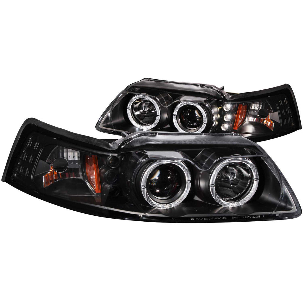 ANZO USA-121303 | Projector Headlight Set w/Halo; Clear Lens; Black Housing;Pair G2; Dual Projector;
