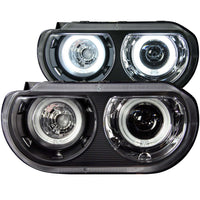 ANZO USA-121306 | Projector Headlight Set w/Halo; Clear Lens; Black Housing;Pair HID Compatible; CCFL;