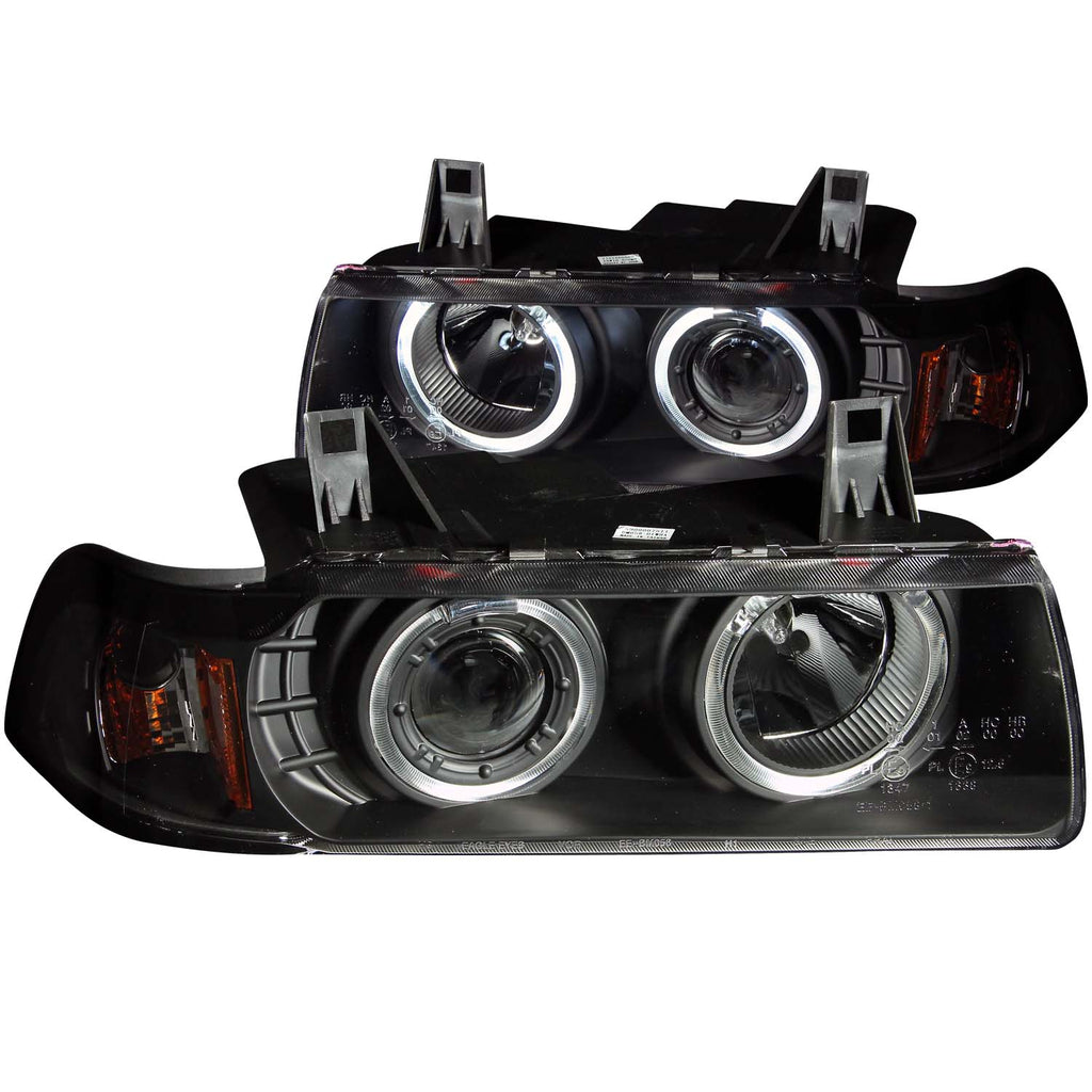 ANZO USA-121325 | Projector Headlight Set w/Halo; Clear Lens; Black Housing; G2;Pair 1 pc.;