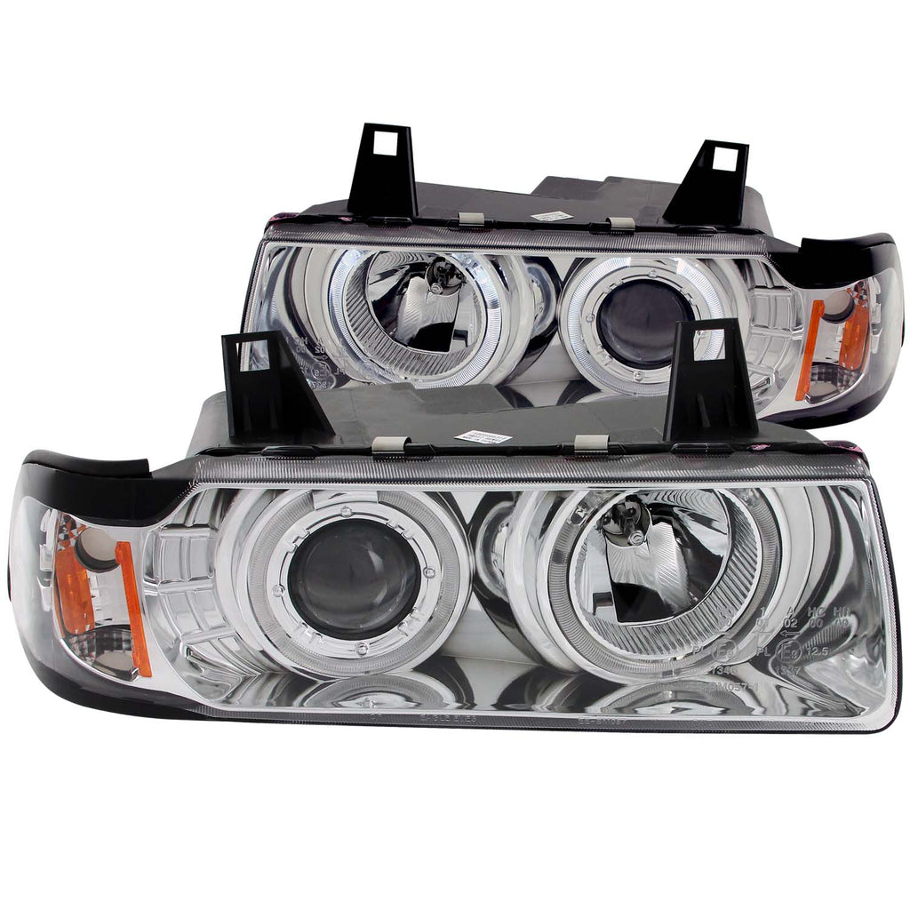 ANZO USA-121326 | Projector Headlight Set w/Halo; Clear Lens; Chrome Housing; G2;Pair 1 pc.;