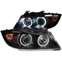 ANZO USA-121335 | Projector Headlight Set w/Halo; Clear Lens; Black Housing;Pair CCFL; w/LED Bar;