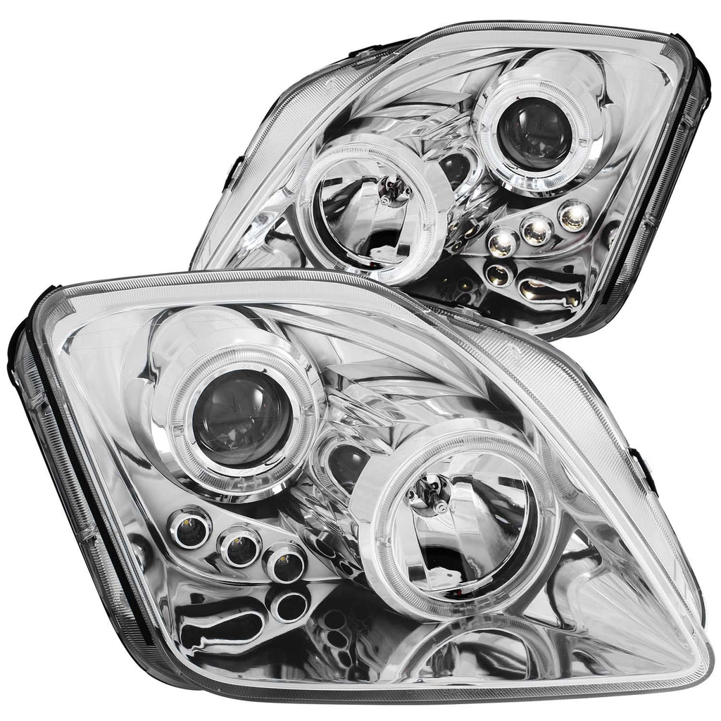 ANZO USA-121342 | Projector Headlight Set w/Halo; Clear Lens; Chrome Housing;Pair w/1 pc. LED;
