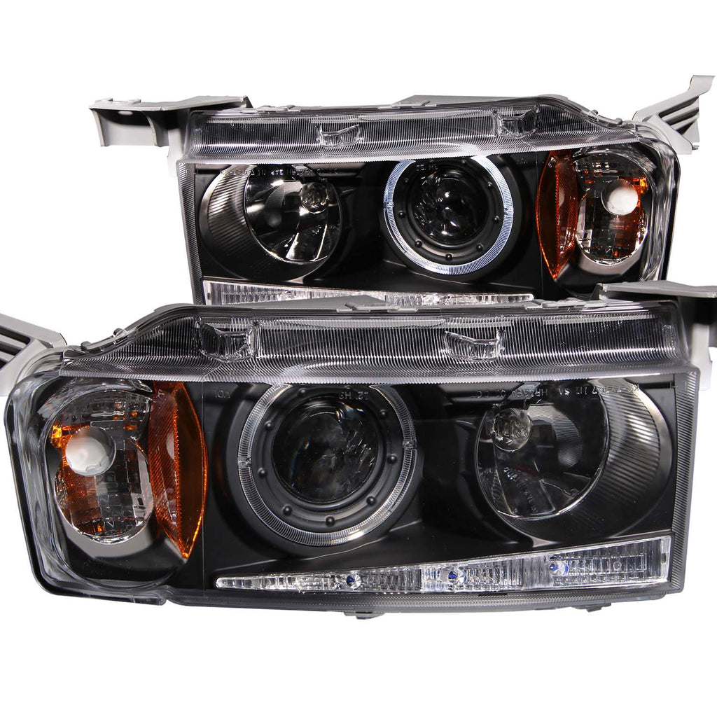 ANZO USA-121347 | Projector Headlight Set w/Halo; Clear Lens; Black Housing; G2;Pair