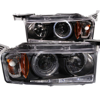 ANZO USA-121347 | Projector Headlight Set w/Halo; Clear Lens; Black Housing; G2;Pair