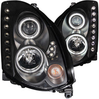 ANZO USA-121363 | Projector Headlight Set w/Halo; Clear Lens; Black Housing;Pair CCFL; HID Compatible;