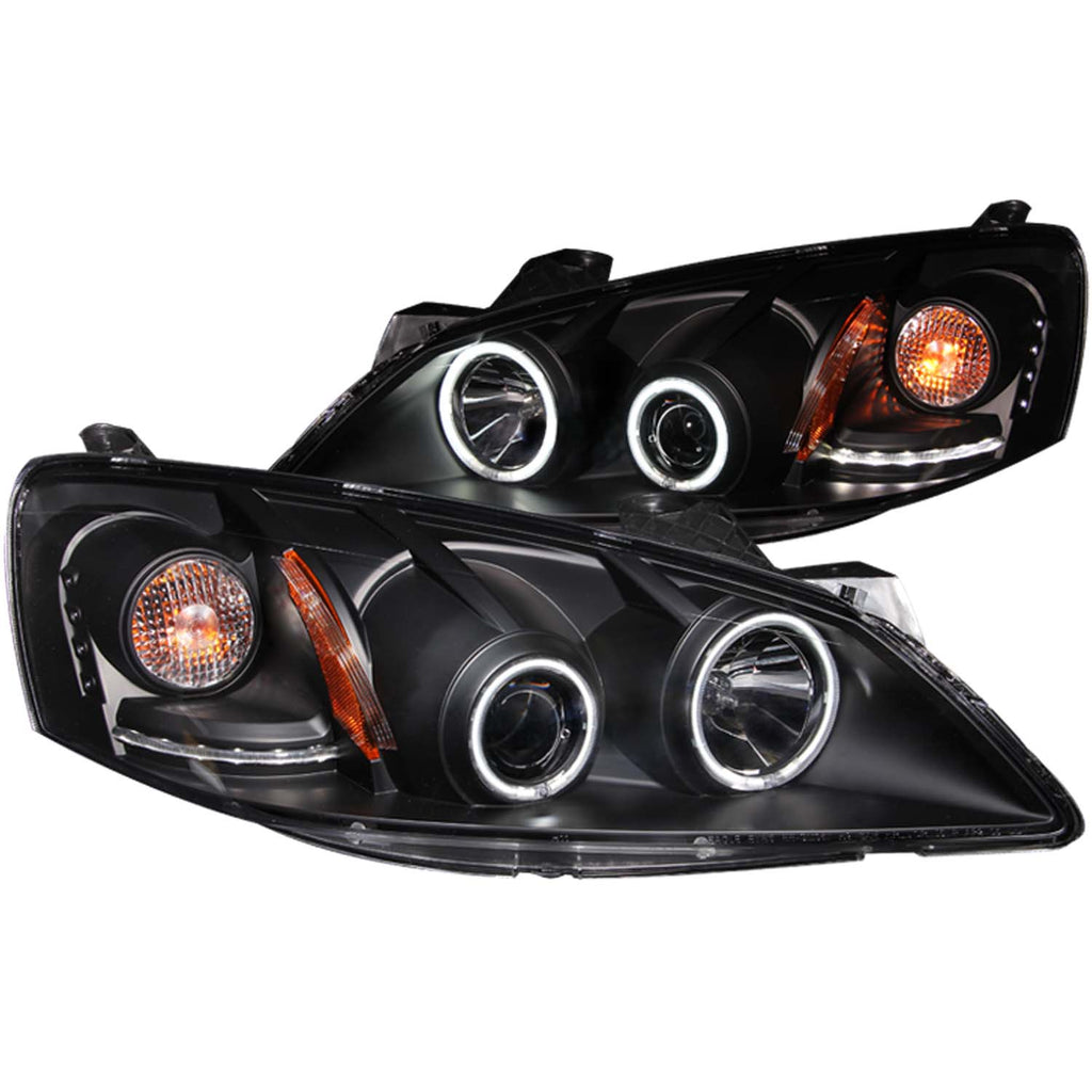 ANZO USA-121371 | Projector Headlight Set w/Halo; Clear Lens; Black Housing;Pair CCFL;
