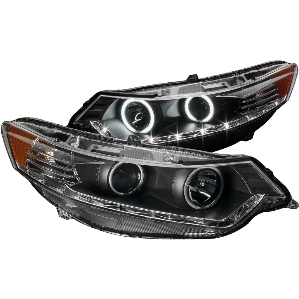 ANZO USA-121393 | Projector Headlight Set w/Halo; Clear Lens; Black Housing;Pair CCFL; HID Compatible;