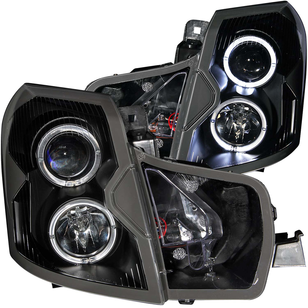 ANZO USA-121415 | Projector Headlight Set w/Halo; Clear Lens; Black Housing;Pair For Use w/Non HID Models Only;