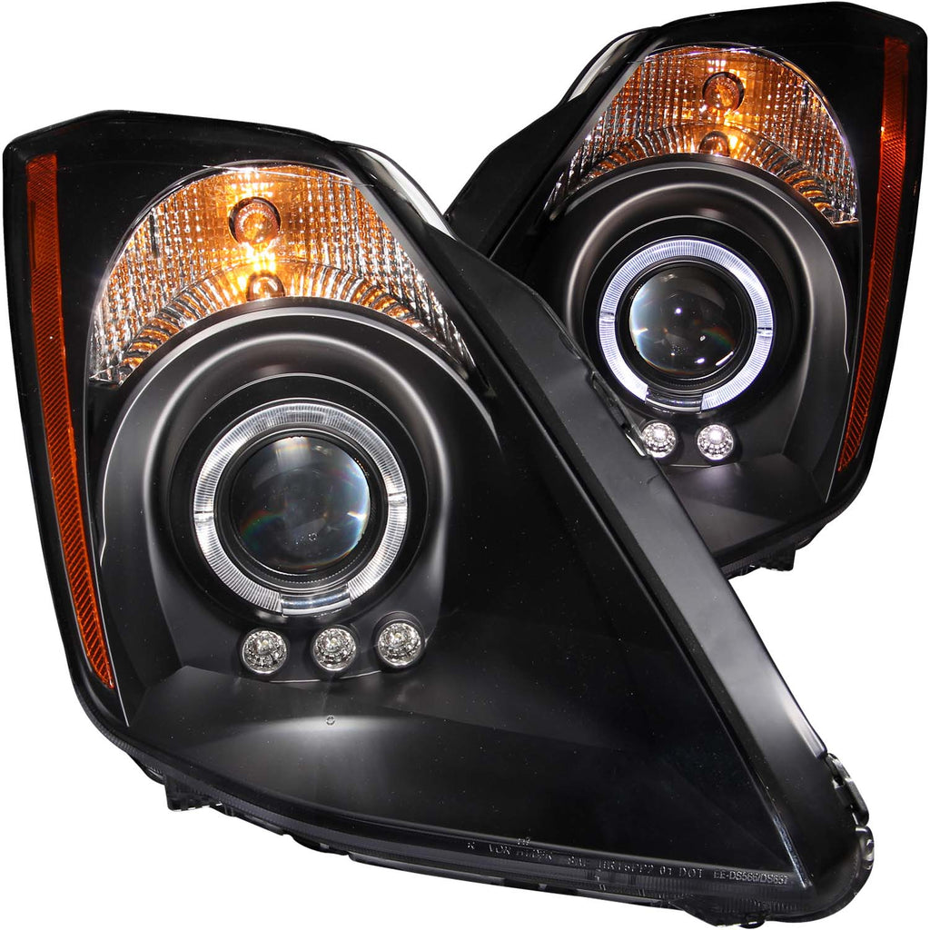 ANZO USA-121444 | Projector Headlight Set w/Halo; Clear Lens; Black Housing;Pair