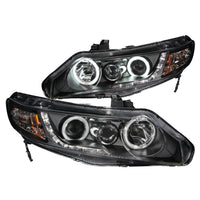 ANZO USA-121454 | Projector Headlight Set w/Halo; Clear Lens; Black Housing;Pair CCFL;