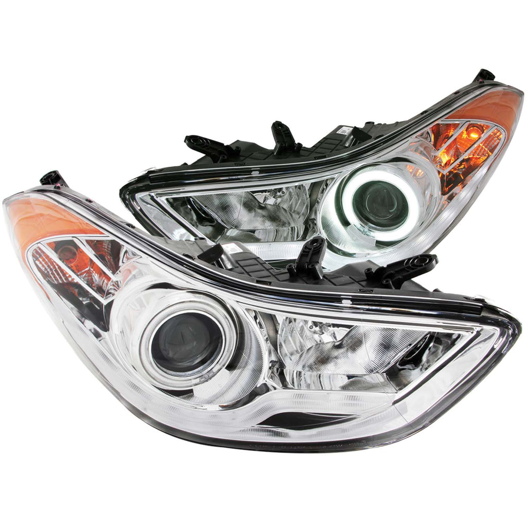 ANZO USA-121455 | Projector Headlight Set w/Halo; Clear Lens; Chrome Housing;Pair CCFL;