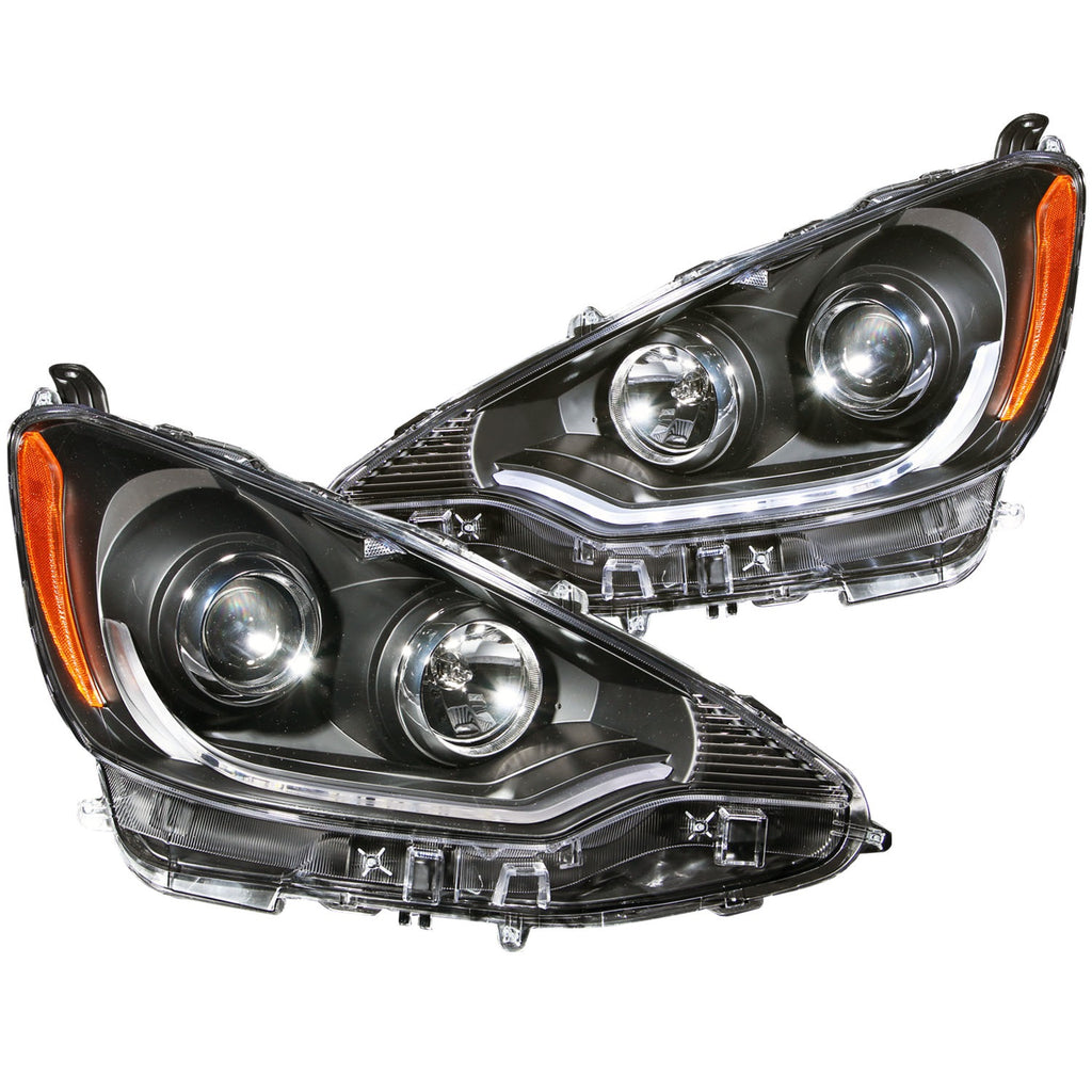 ANZO USA-121474 | Projector Headlight Set; Clear Lens; Black Housing;Pair w/Plank Style Design;