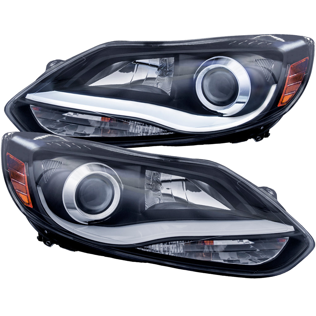 ANZO USA-121490 | Projector Headlight Set; Clear Lens; Black Housing;Pair w/Plank Style Design;