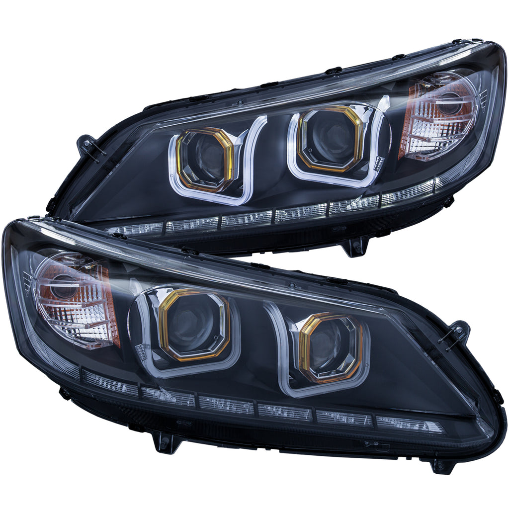 ANZO USA-121492 | Projector Headlight Set; Clear Lens; Black Housing;Pair w/U-Bar;