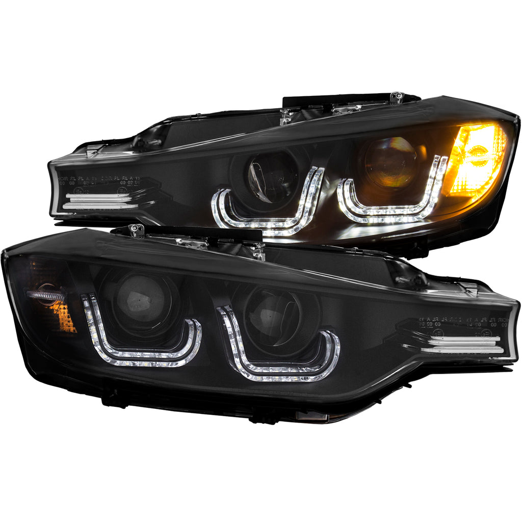 ANZO USA-121504 | Projector Headlight Set; Clear Lens; Black Housing;Pair w/U-Bar;