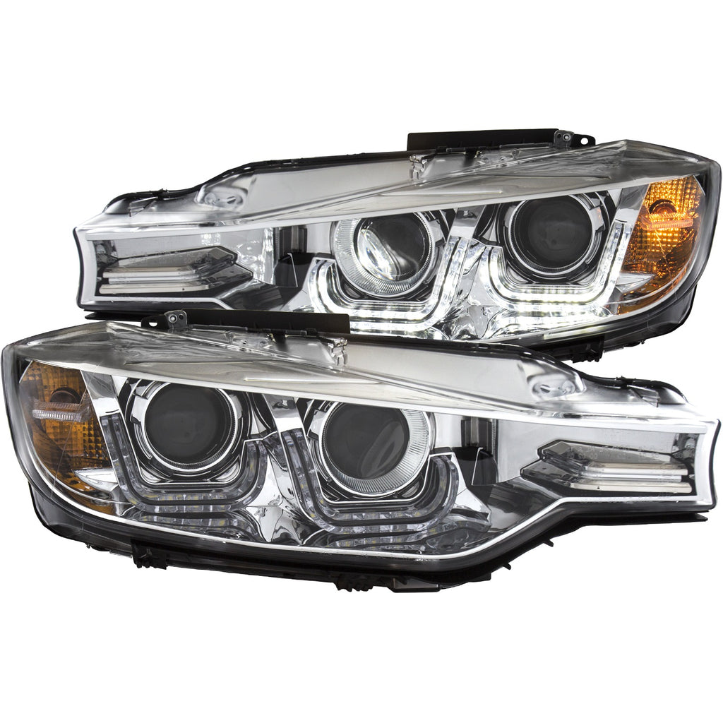 ANZO USA-121507 | Projector Headlight Set; Clear Lens; Chrome Housing;Pair w/U-Bar; HID Compatible;