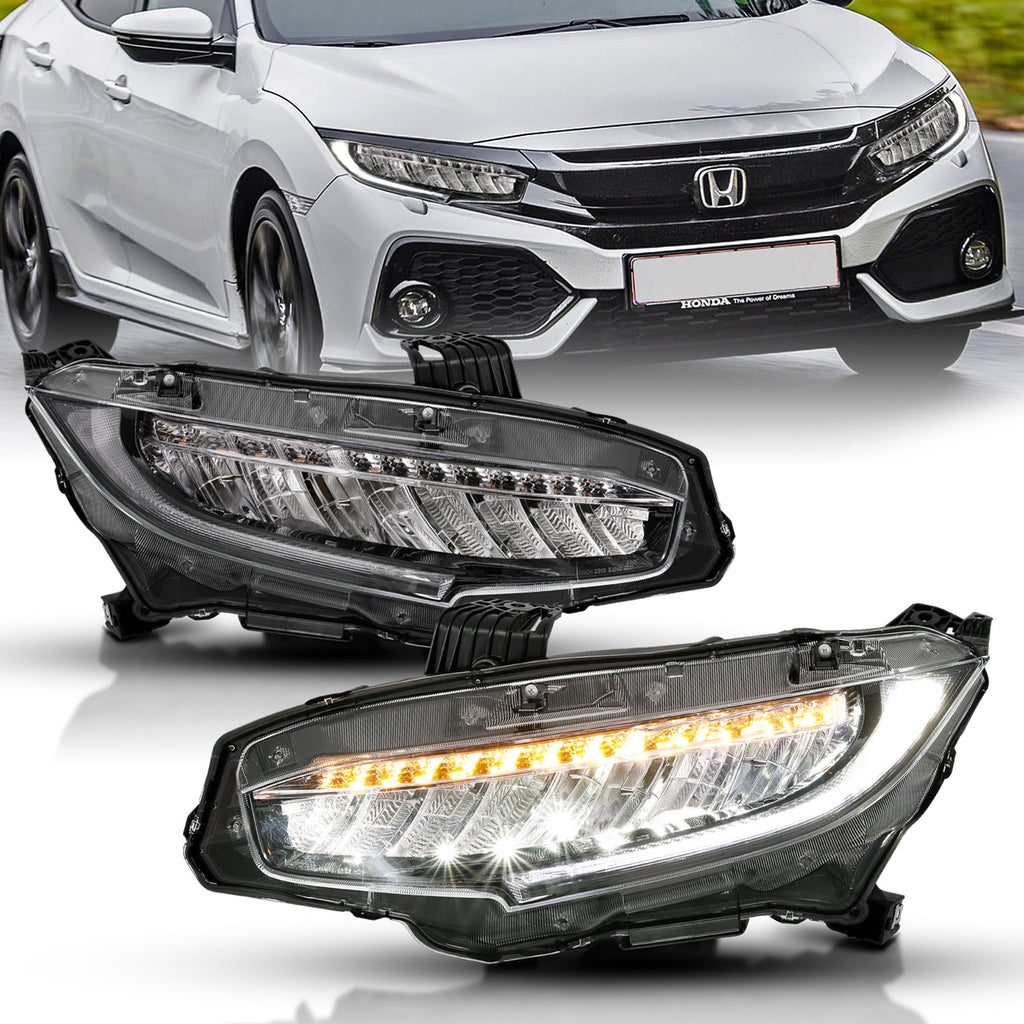 ANZO USA-121527 | LED Projector Headlights Plank Style Design Black w/ Sequential Amber signal
