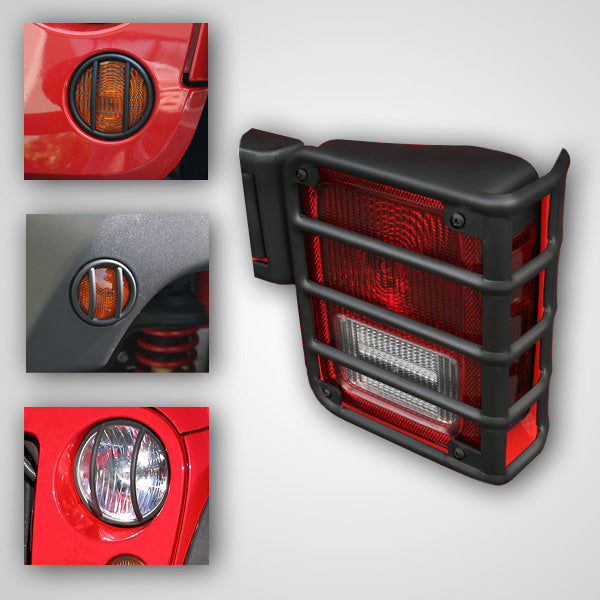 Rugged Ridge 12496.03 | 8 Piece Euro Guard Light Kit, Black; 07-16 Jeep Wrangler JK
