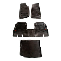 Rugged Ridge 12988.05 | Floor Liner, Front/Rear/Cargo; Black, 2018-2020 Jeep Wrangler JL 4 Dr