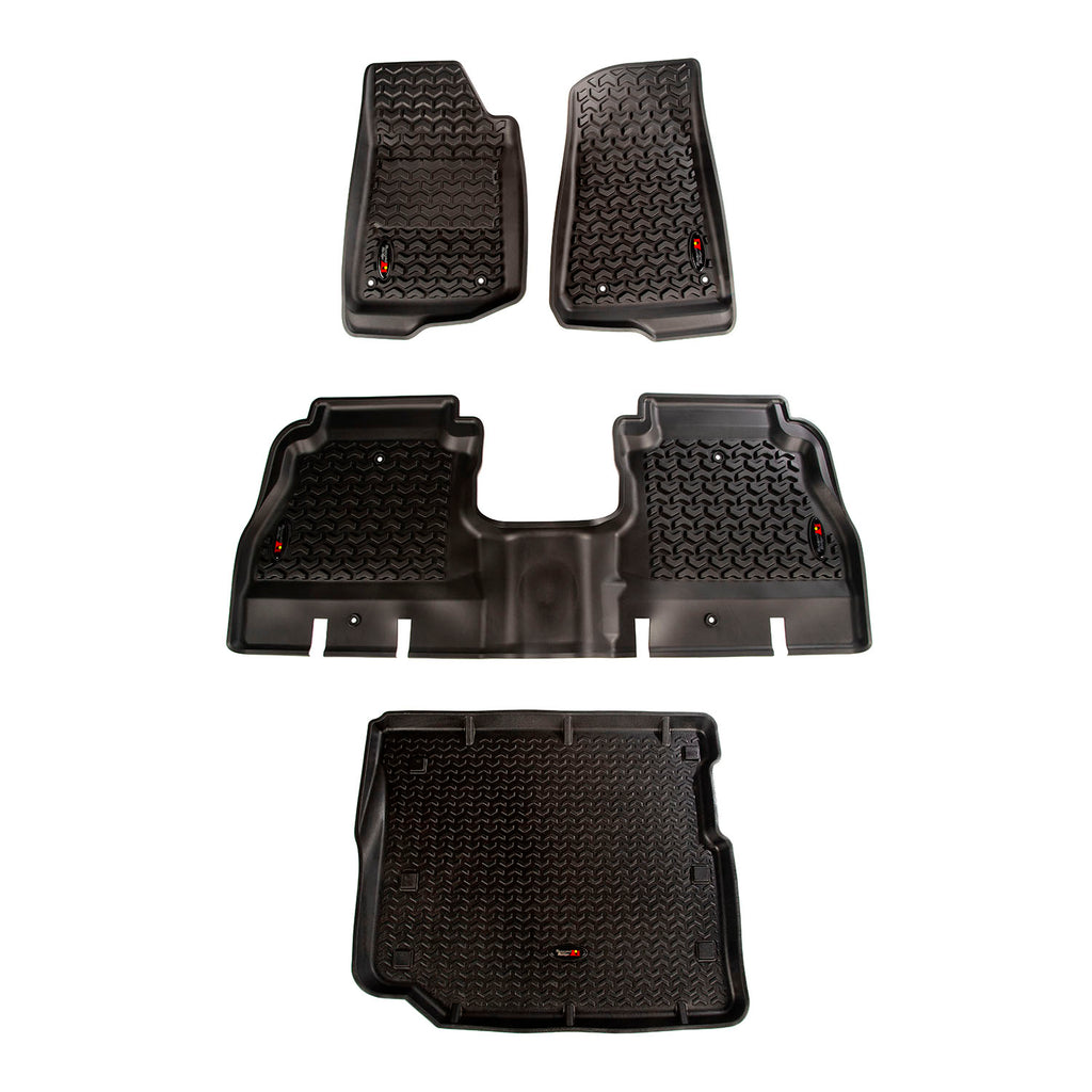 Floor Liner Front/Rear/Cargo; Black 2018-2020 Jeep Wrangler JL 4 Dr