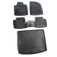 Floor Liners Kit Black Front/Rear/Cargo; 14-16 Jeep Cherokee KL