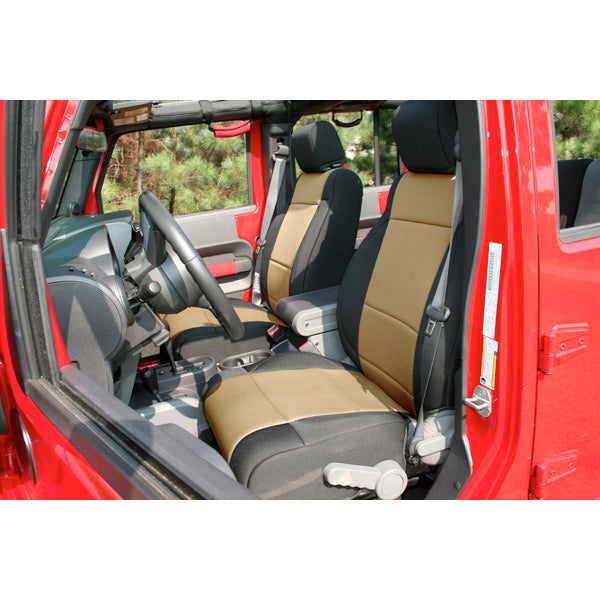 Rugged Ridge 13215.04 | Neoprene Front Seat Covers, Black/Tan; 11-16 Jeep Wrangler JK