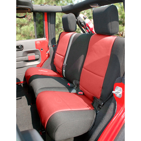 Rugged Ridge 13265.53 | Neoprene Rear Seat Cover, Black/Red; 07-16 Jeep Wrangler JK
