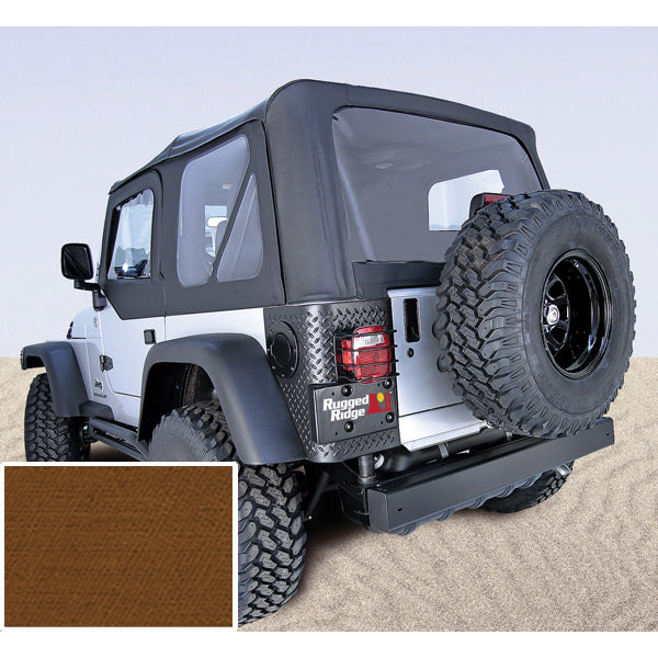 Soft Top Door Skins Dark Tan Clear Windows; 97-02 Jeep Wrangler TJ