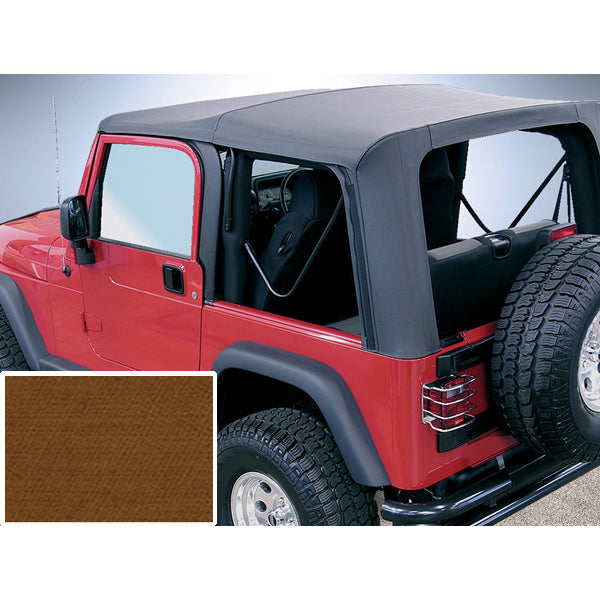 Soft Top Dark Tan Clear Windows; 97-02 Jeep Wrangler TJ