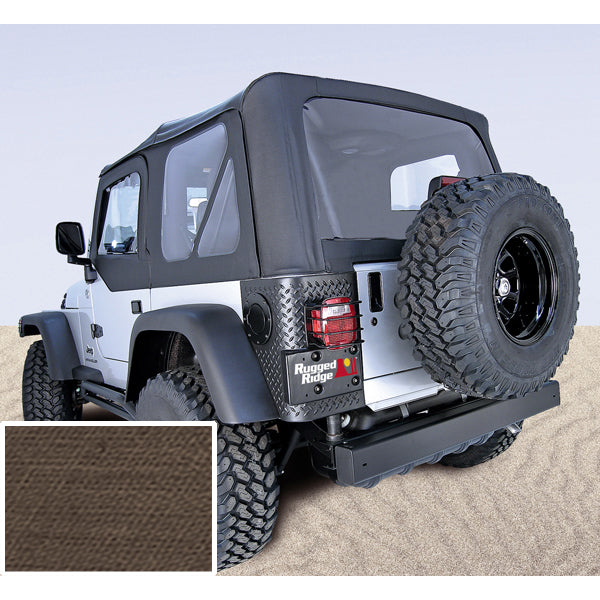 Rugged Ridge 13707.36 | Soft Top, Door Skins, Khaki, Clear Windows; 03-06 Jeep Wrangler TJ