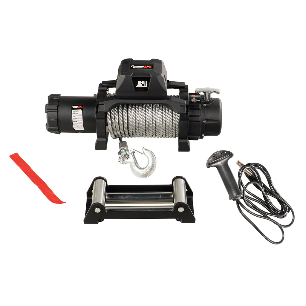 Rugged Ridge 15100.24 | Trekker Winch, 12,500 LBS, Cable, IP68 Waterproof, Wired Remote