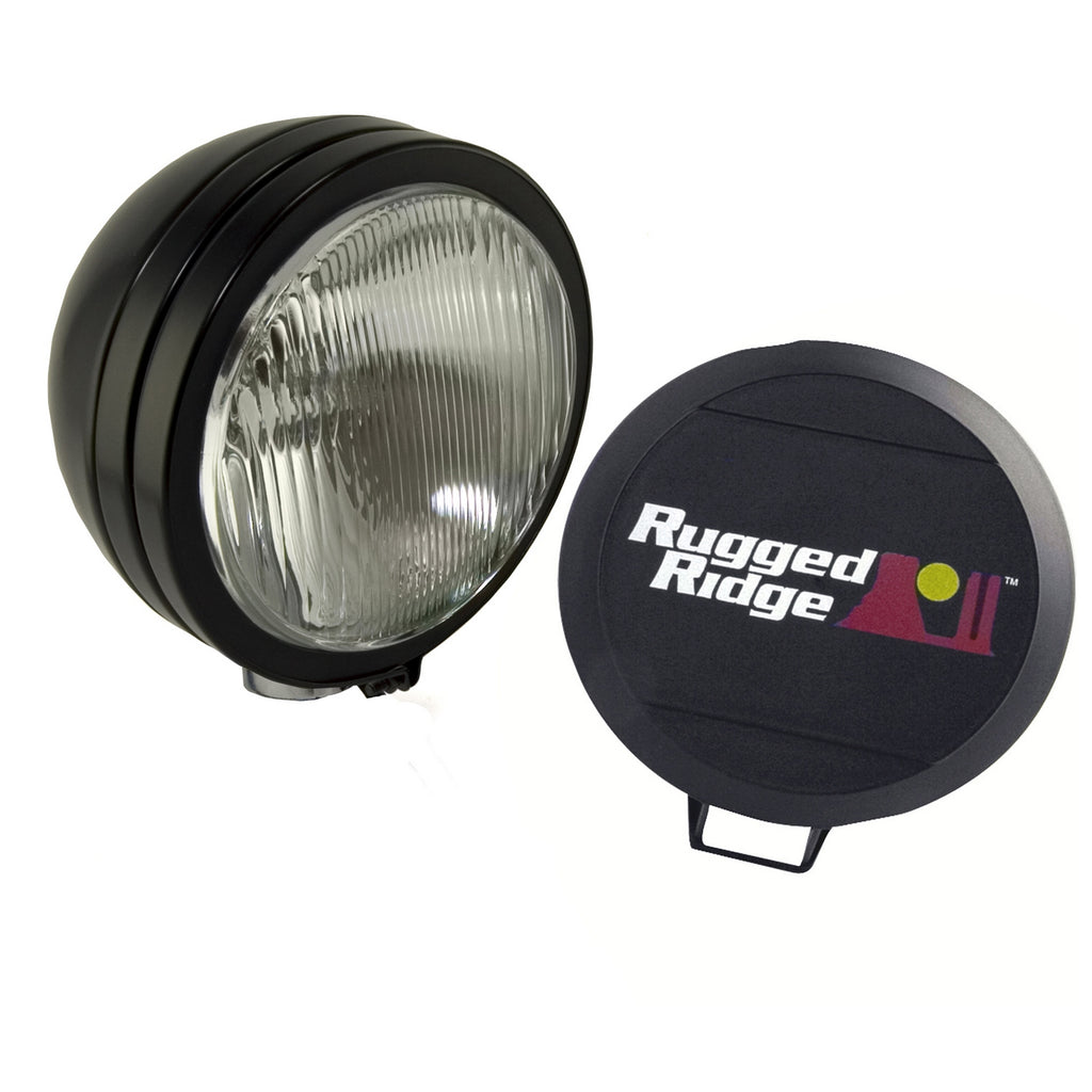 Rugged Ridge 15205.01 | 6 Inch Round HID Off Road Fog Light, Black Steel Housing