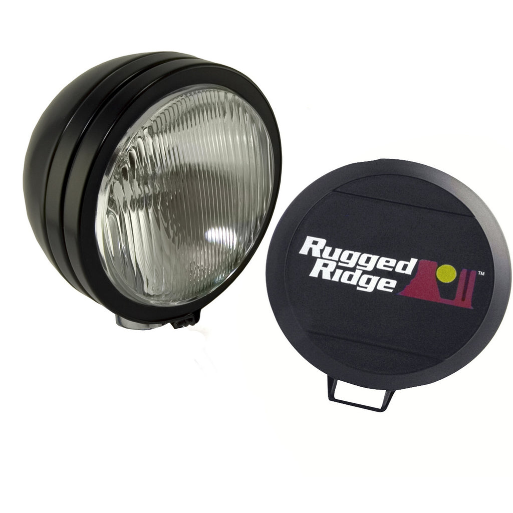 Rugged Ridge 15205.02 | 5 Inch Round HID Off Road Fog Light Kit, Black Steel Housing
