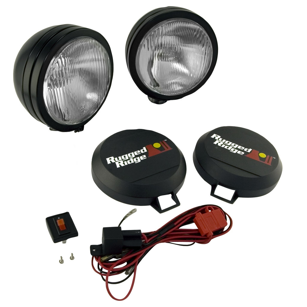 Rugged Ridge 15205.51 | 6 Inch Round HID Off Road Fog Light Kit, Black Steel Housing, Pair