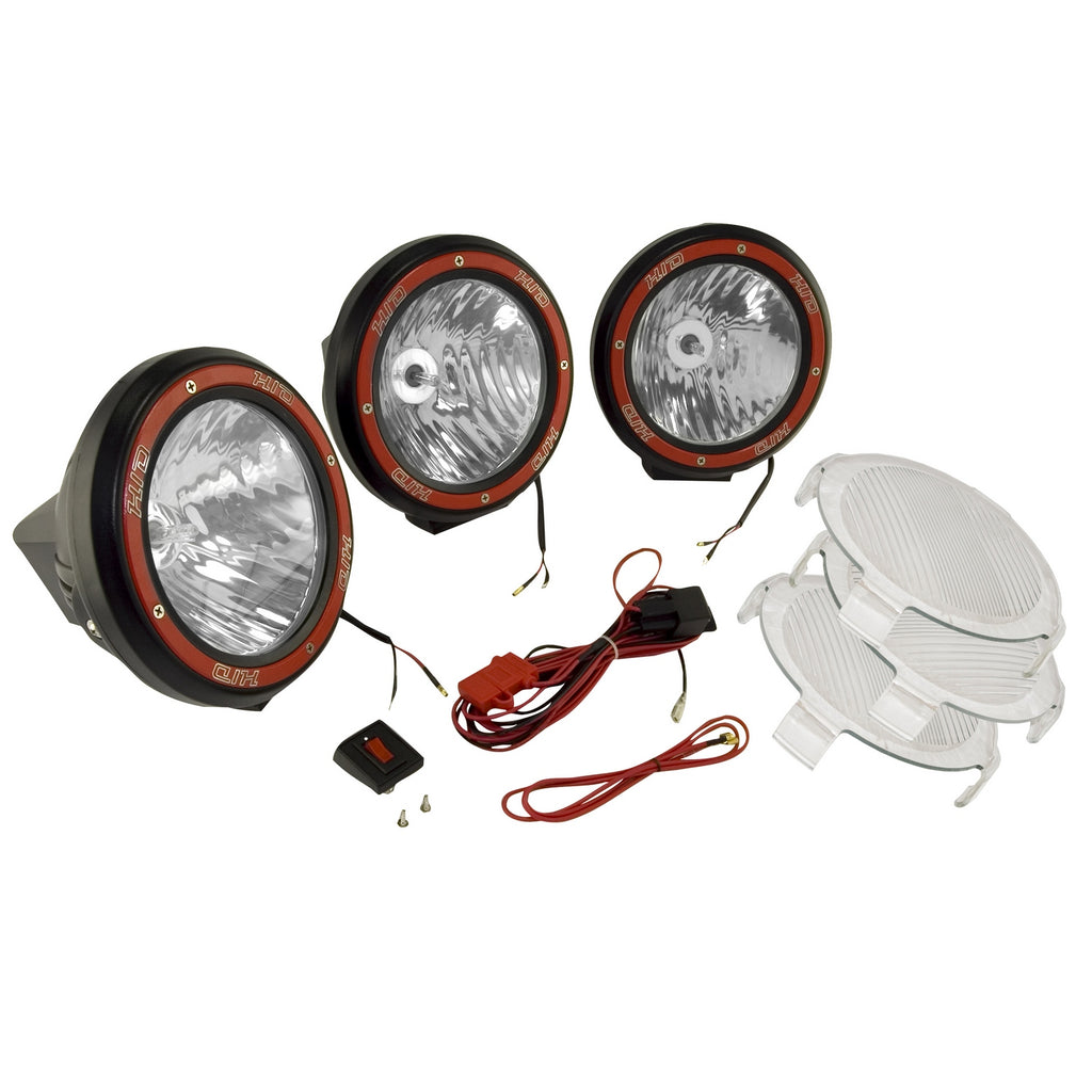 Rugged Ridge 15205.64 | Light Kit, HID, 5 Inch, Round, Black, Composite Housing, 3 Piece