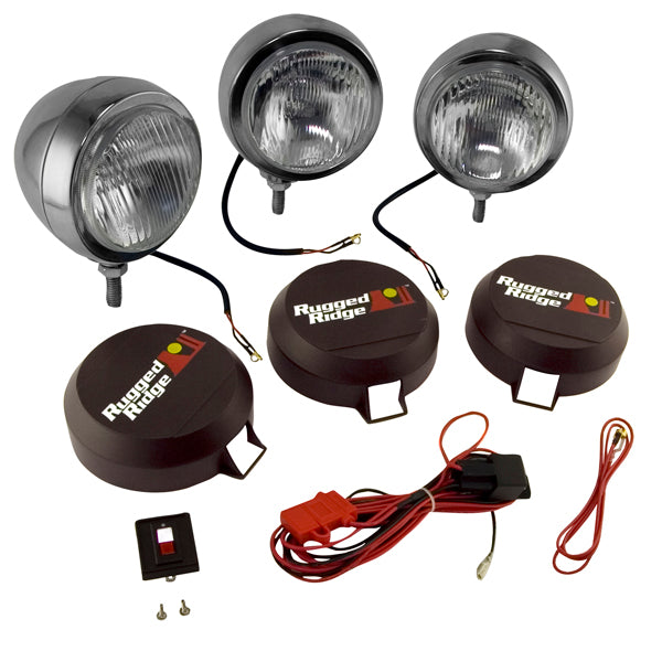 Rugged Ridge 15206.61 | 6 Inch Round HID Off Road Fog Light Kit, Stainless Steel Housing, Set
